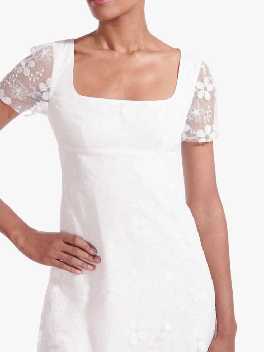 Staud Sandra Lace Overlay Mini Dress White Size 8